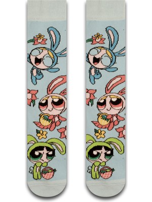 Neşeli Çoraplar Mavi Powerpuff Unisex Çorap