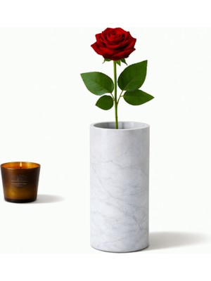 Madame Nazar 3'adet Üstün Kalite Gerçekçi Gül Yapay Çiçek– 3 Dal- 45 cm Kırmızı Vazo ve Salon Dekoru