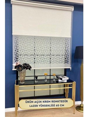 Volper Mekanik VP1005 Çift Mekanizmalı Lazer Kesim Tül ve Stor Perde (Açık Krem)