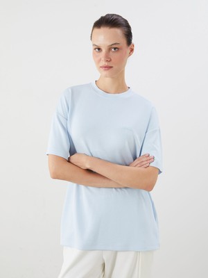 Lc Waikiki Yeni Sezon Bisiklet Yaka Oversize Kadın Tişört