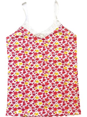 MTM My The Mall Giyim Kadın Askılı Desenli Atlet Dantelli Empirme Pamuklu Penye D8