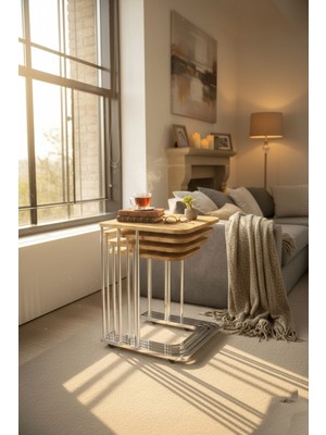 4'lü Tekerlekli Modern Zigon Sehpa