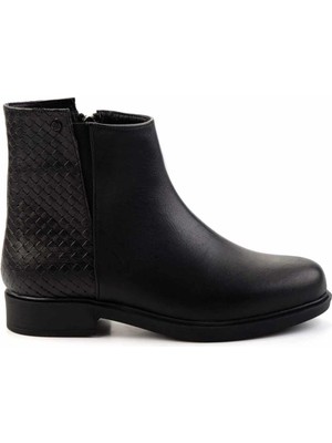 Bambi Siyah Siyah Hakiki Deri Kadın Bot & Bootie K02586307003
