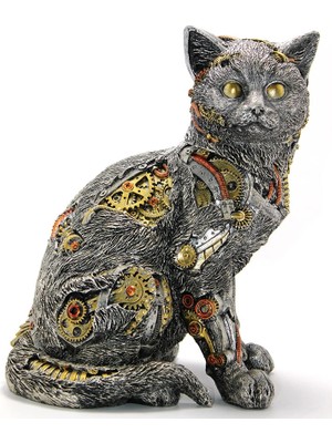 Najmaddin Steampunk Polyester Kedi Figürü Model 2