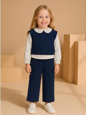 Lumino Taşlı Yelekli Kız Çocuk Takım  20467