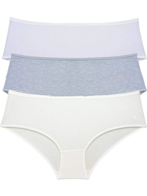 MTM My The Mall Giyim 3 Adet Kadın Yüksek Bel Bato Külot Beyaz Gri Krem