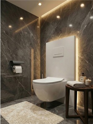 Mee Wall Art Pasalanmaz Metal Tuvalet Kâğıtlığı Kapaklı Telefon Raflı (Antrasit Gri )