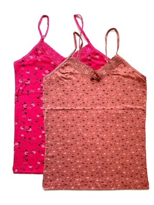 MTM My The Mall Giyim 2 Adet Kadın Askılı Desenli Atlet Dantelli Empirme Pamuklu Penye D3-4