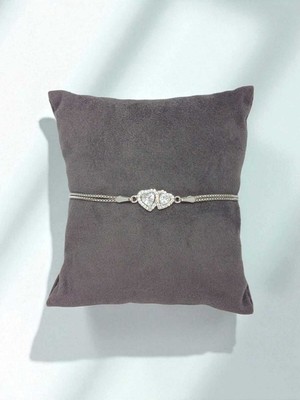 Lunel Silver Taşlı Çift Kalpli 925 Ayar Gümüş Bileklik – Romantik ve Zarif Tasarım