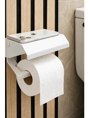 Mee Wall Art Kapaklı Telefon Raflı Tuvalet Kâğıtlığı (Mat Siyah / Beyaz Seçenekli)