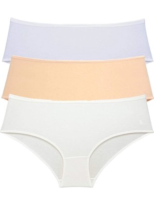 MTM My The Mall Giyim 3 Adet Kadın Yüksek Bel Bato Külot Beyaz Ten Krem