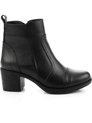 Bambi Siyah Hakiki Deri Kadın Bot & Bootie K02040451503