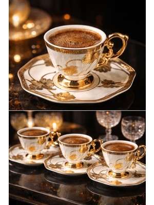 Glazze Lotus Altın Kahve Takımı 12 Parça