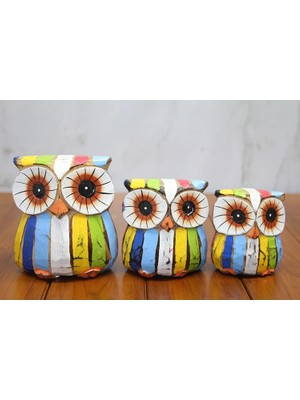 Najmaddin Ahşap 3'lü Baykuş Seti Model 4