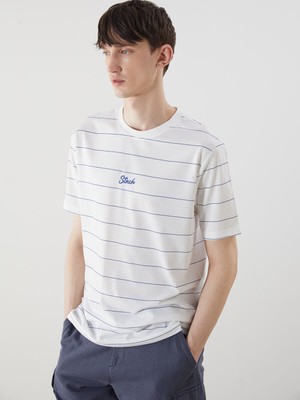 Lc Waikiki Yeni Sezon Bisiklet Yaka Çizgili Penye Erkek Tişört