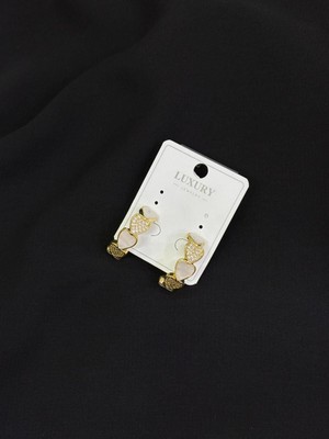 Luxury Gold Renk Taşlı Halka Küpe