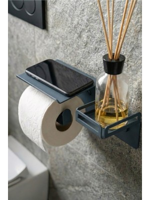 Mee Wall Art Telefon Raflı ve Koku Bölmeli Metal Tuvalet Kağıtlığı (Beyaz)