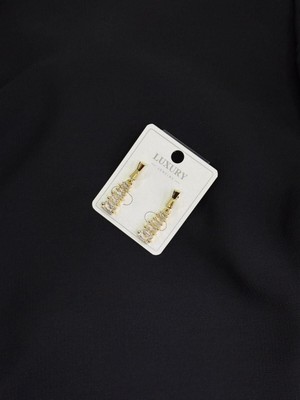 Luxury Gold Renk Taşlı Küpe