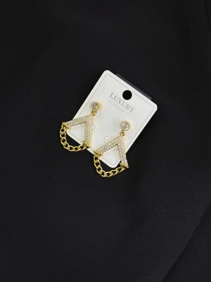 Luxury Gold Renk Zirkon Taşlı Küpe