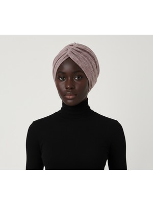 ELYSIANfidan Kırçıllı Desenli Drapeli Gül Kurusu Çift Taraflı Hazır Türban Tesettür Bone