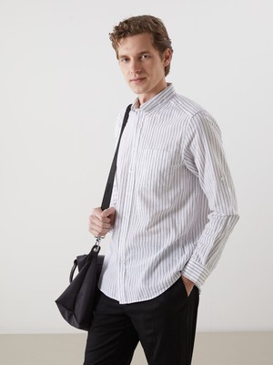 Lc Waikiki Yeni Sezon Regular Fit Uzun Kollu Çizgili Keten Karışımlı Erkek Gömlek