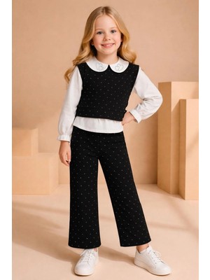 Lumino Taşlı Yelekli Kız Çocuk Takım  20467