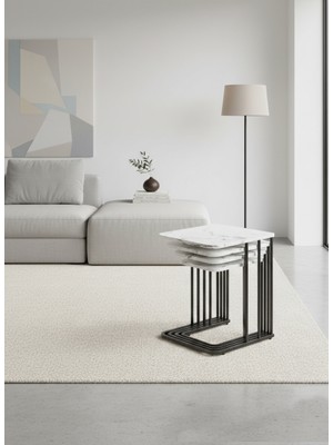 4'lü Tekerlekli Modern Zigon Sehpa