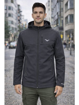 Pengora Erkek Softshell Mont Su Geçirmez Sök Tak Kapüşonlu Içi Polarlı
