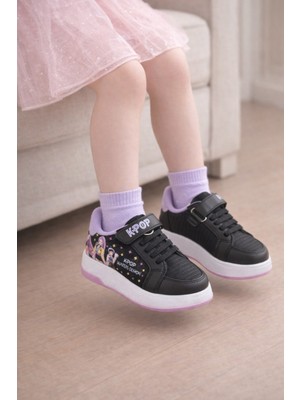 Minibonito Kız Çocuk Desenli Simli Günlük Sneaker Ayakkabı