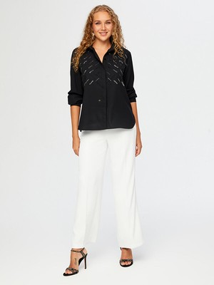 Faik Sönmez Taş Detaylı Uzun Kol Şık Gömlek W26GML009