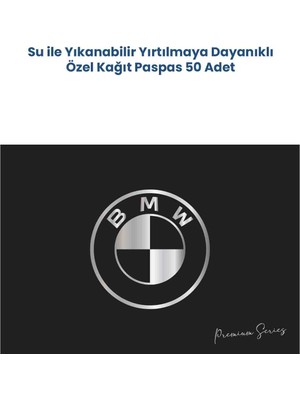 Balkan Ambalaj Suya Dayanıklı Yıkanabilir Bmw Yatay Oto Paspas Kağıdı Siyah Gümüş Baskı 50 Adet - 35X50CM