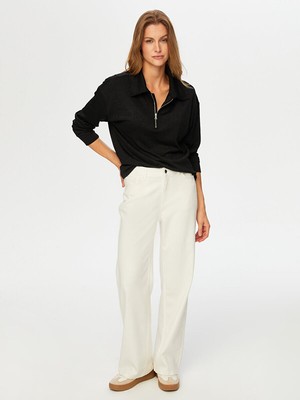 Faik Sönmez Yarım Fermuarlı Triko Görünümlü Sweatshirt W26SWT001