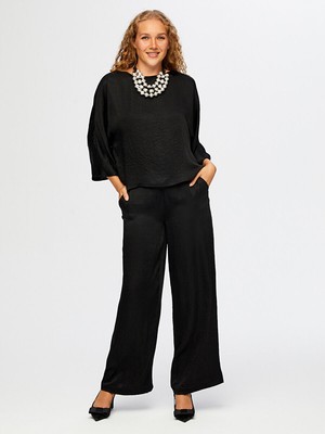 Faik Sönmez Krinkl Efektli Dökümlü Şık Bluz W26BLZ008