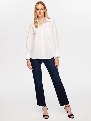 Faik Sönmez Çizgili Kumaş Garnili Poplin Gömlek W26GML002