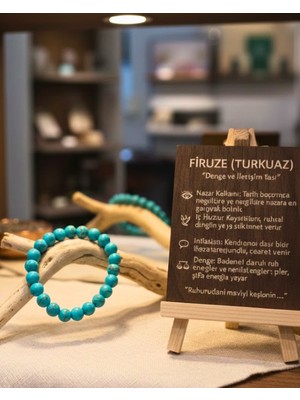 Sufi Tesbih Esans Ve Hediyelik Doğal Firuze (Turkuaz) Taşı Bileklik | Nazar Koruyucu, Denge & Huzur Taşı | El Yapımı Şık Aksesuar