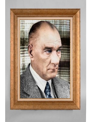 Giyense Özel Seri Altın Paspartulu Çerçeveli Atatürk Tablo R181