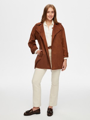 Faik Sönmez Süet Trençkot W26TNC005