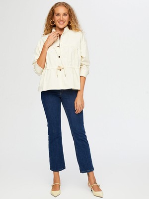 Faik Sönmez Gold Zincir Detaylı Büzgülü Pamuklu Bomber Ceket W26BMB001