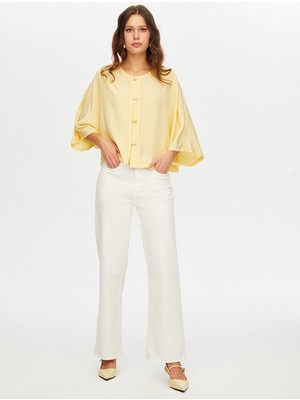 Faik Sönmez Gold Düğme Detaylı Dökümlü Rayon Bluz W26BLZ006