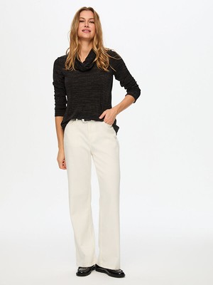 Faik Sönmez Simli Degaje Yaka Uzun Kol Örme Bluz W26BLZ029