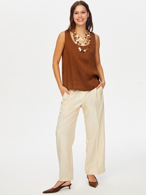 Faik Sönmez Yuvarlak Yaka Krinkıl Saten Atlet W26ATL016