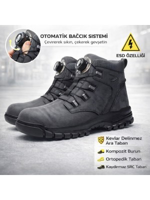 Kompozit Burun Ultra Hafif Iş Güvenlik Botu Otomatik Bağcık Delinmez Kevlar Su Geçirmez Bot