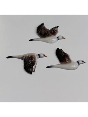 Sesengo Dekoratif Kahverengi Renk Üç Martı Seramik Duvar Süsü