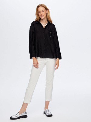 Faik Sönmez Metal Aksesuarlı Kendinden Dokulu Gömlek W26GML016