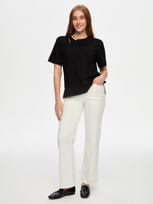 Faik Sönmez Yakası Zincir Düğme Aksesuarlı Kısa Kol T-Shırt W26TSH087