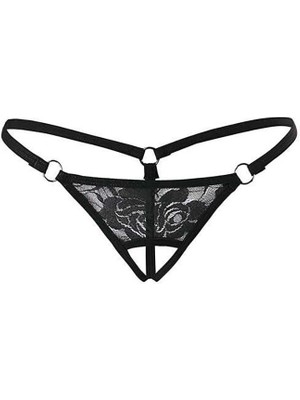 MTM My The Mall Giyim  Siyah Dantelli Özel Bölgesi Açık G-String BRF1167