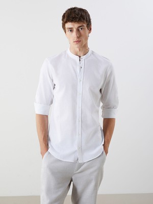 Lc Waikiki Yeni Sezon Regular Fit Uzun Kollu Keten Karışımlı Erkek Gömlek