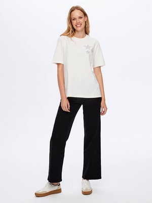 Faik Sönmez Yıldız Taş Baskı Detaylı Yuvarlak Yaka T-Shırt W26TSH092