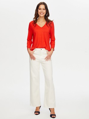 Faik Sönmez V Yaka Truvakar Kol T-Shirt W26TSH006