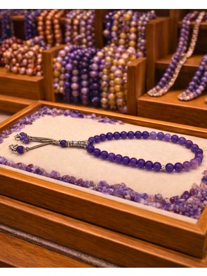 Sufi Tesbih Esans Ve Hediyelik Doğal Ametist Taşı Tesbih – El Yapımı, Şık ve Değeri Yüksek Mor Taş Tesbih